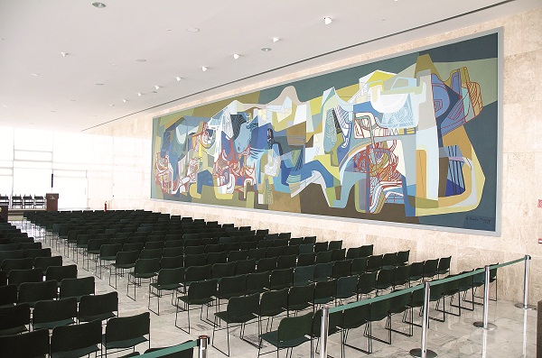 No Salão Oeste do Palácio do Planalto: o painel é de autoria de Roberto Burle Marx (Raimundo Sampaio/Encontro/DA Press)
