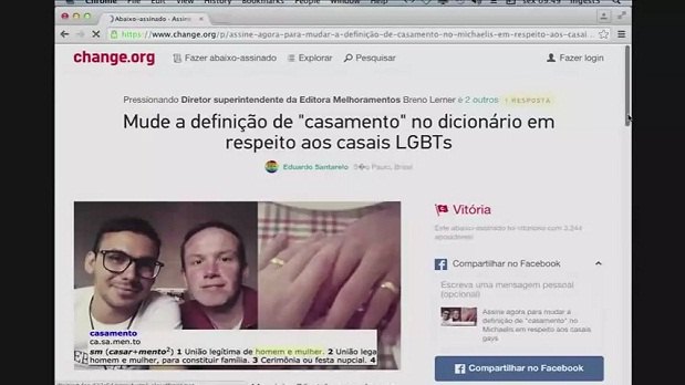 A petio online pela mudana do dicionrio Michaelis contou com a participao de 3 mil pessoas, e deu o resultado esperado (TV Brasil/Reproduo)