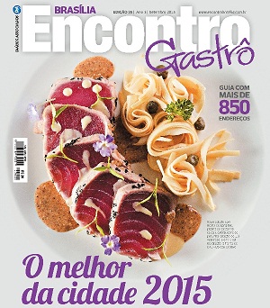 Capa da terceira edição da revista Encontro Gastrô, com o prato de Lui Veronese