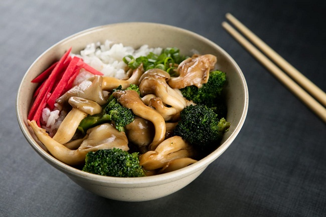 Donburi:  prato japonês de arroz na tigela, contendo peixe, carne, vegetais ou outros ingredientes parecidos juntos, servidos em cima do arroz (Divulgação)