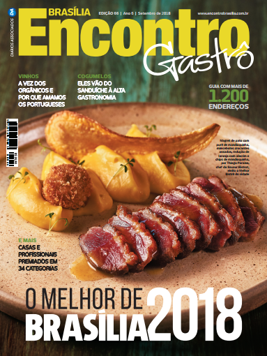 Capa da edição 2018 de Encontro Gastrô: anuário 
com mais 1.200 endereços de estabelecimentos 
da cidade 
 (Raimundo Sampaio/Esp. Encontro/DA Press; Arte/Encontro )